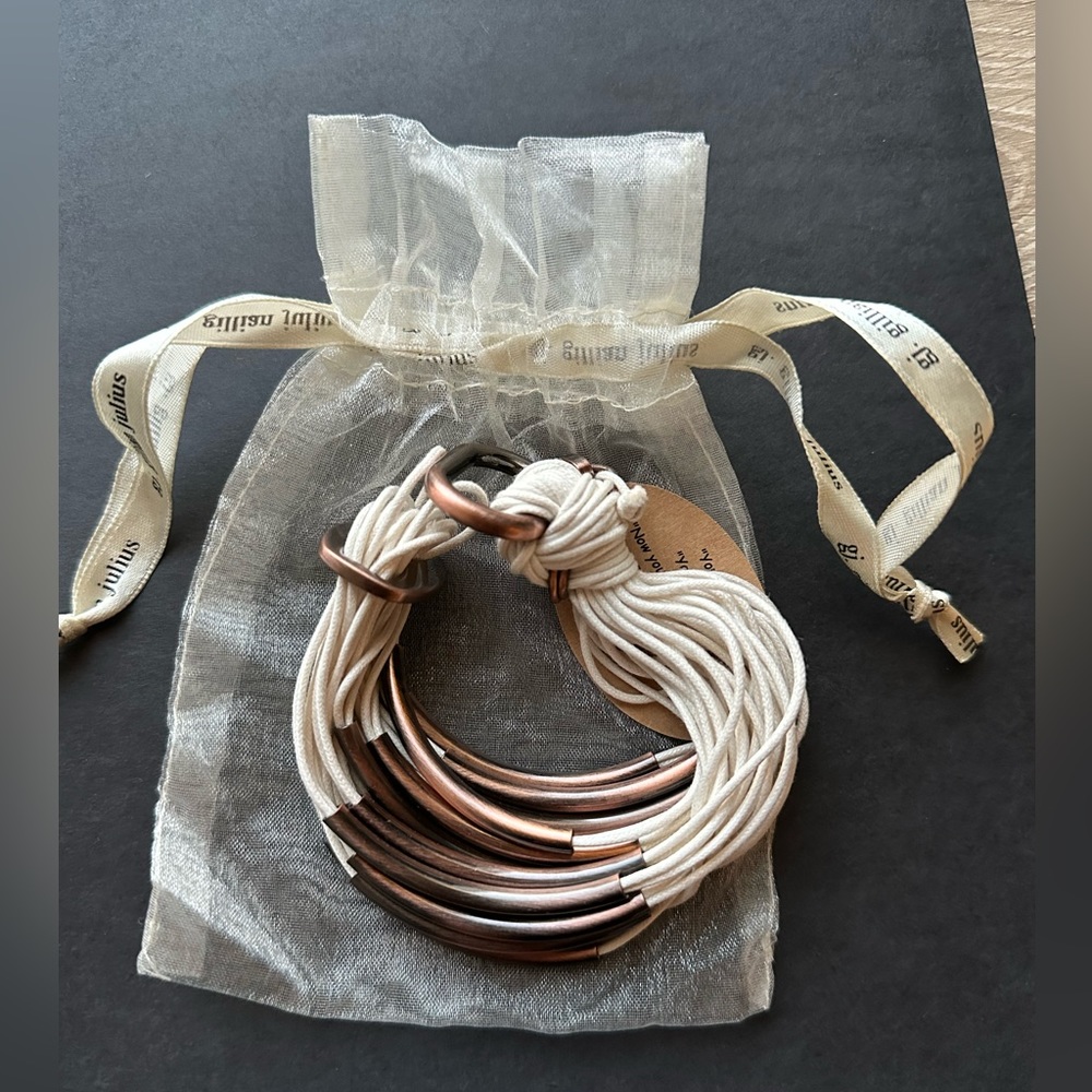 NEW Gillian Julius Multi Tubes Bracelet, Rose Gold/Copper/Cream, NWT